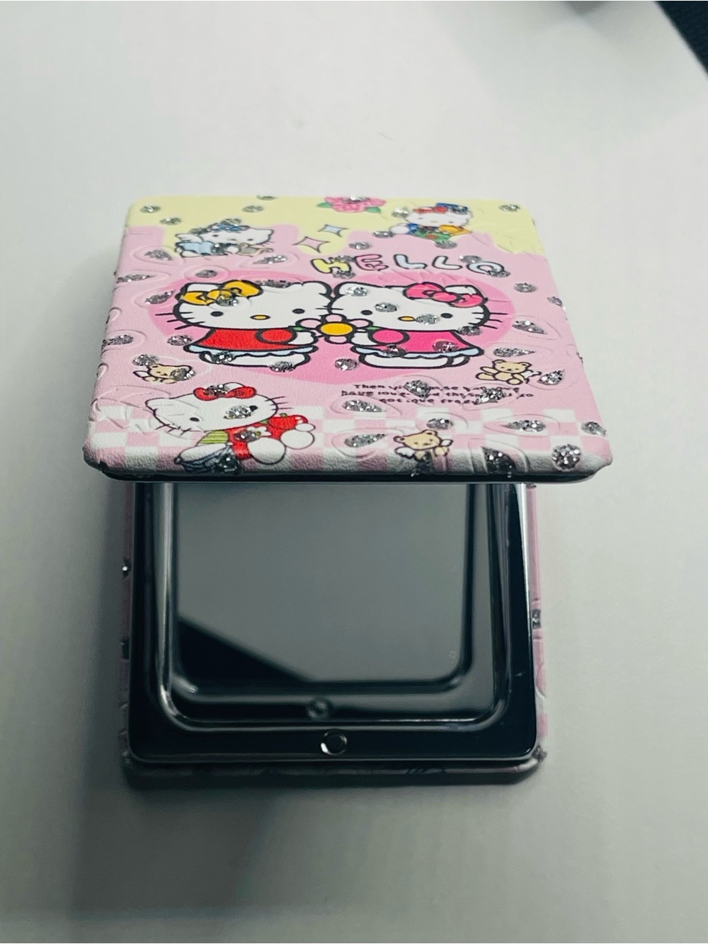 Hello Kitty Pink and Yellow Folding Compact Mirror